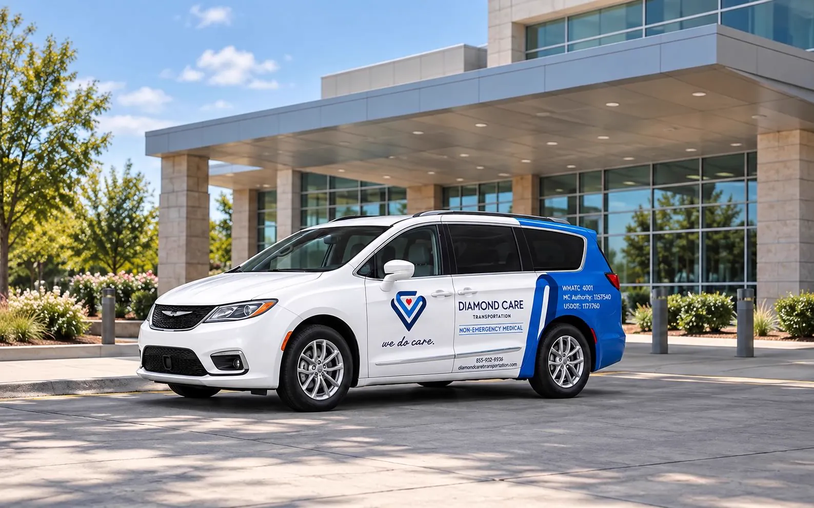 Diamond Care Transportation van with Elxel's brand identity and fleet wrap